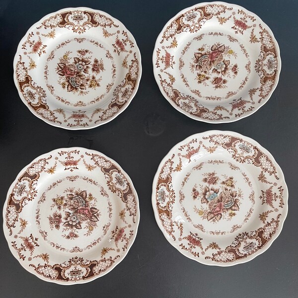 Nikko Windsor Brown Double Phoenix Transferware Salad Plates