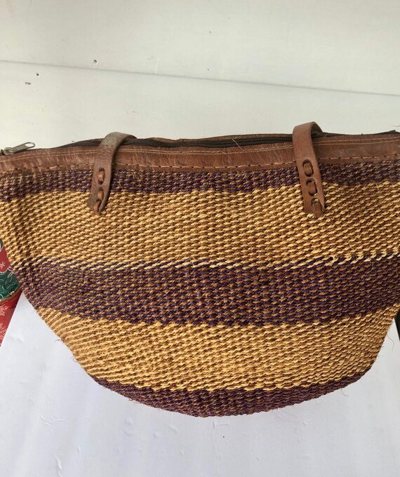 African Sisal Kiondoo Woven Market Basket - image 4