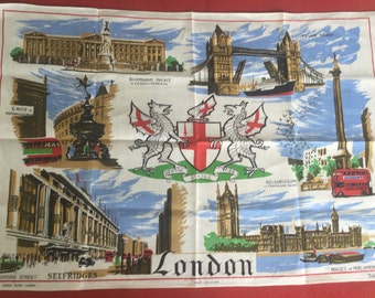 Vintage London cloth towel wall hanging