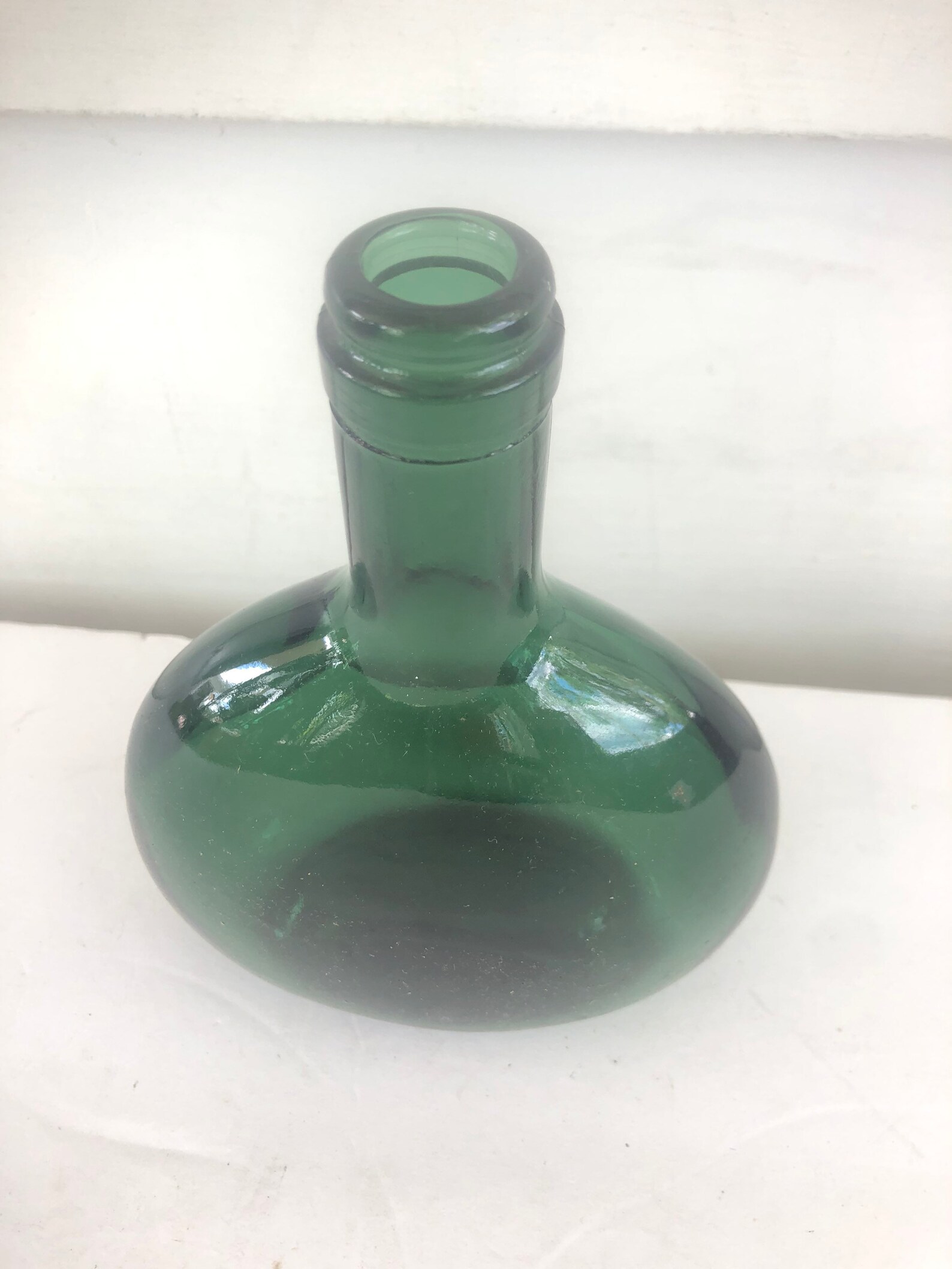Vintage collectible green glass gooseneck bottle Etsy