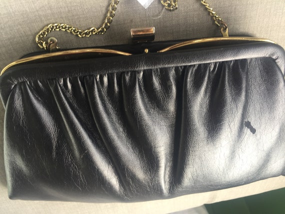 Vintage Ande Black Leather Evening Bag Etsy Ireland