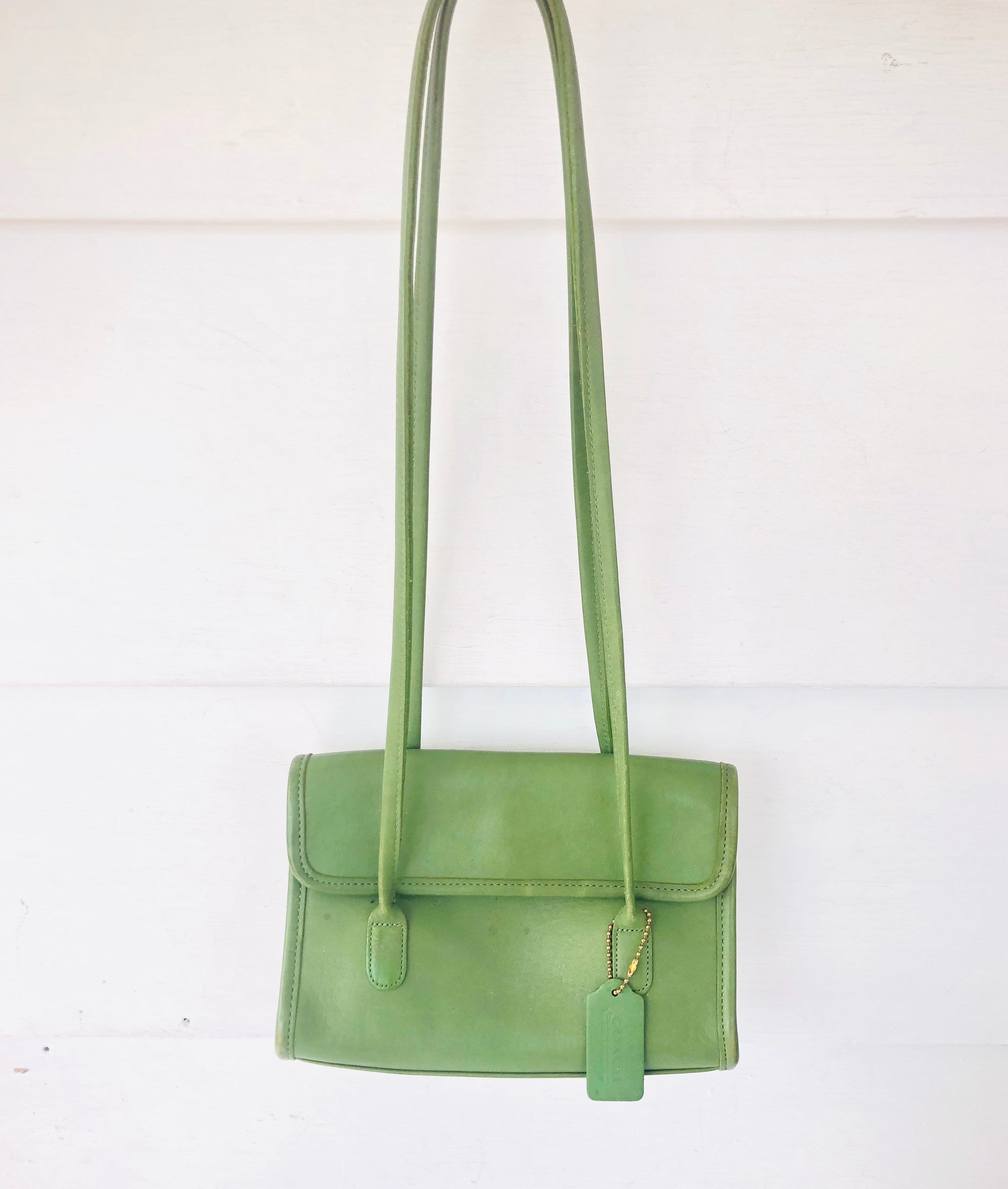 REDUCED! COACH Vintage Laurie Flap #9032 Leaf Green Leather
