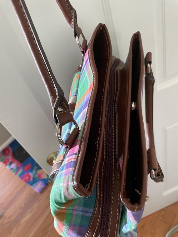 Chaps Multicolor Bright colored plaid Shoulder Ba… - image 7