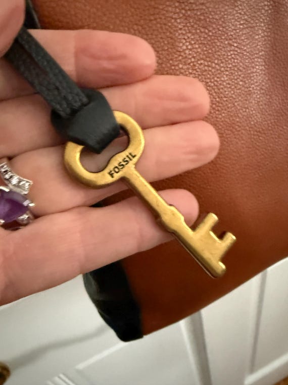 Fossil two tone color block black brown leather c… - image 5