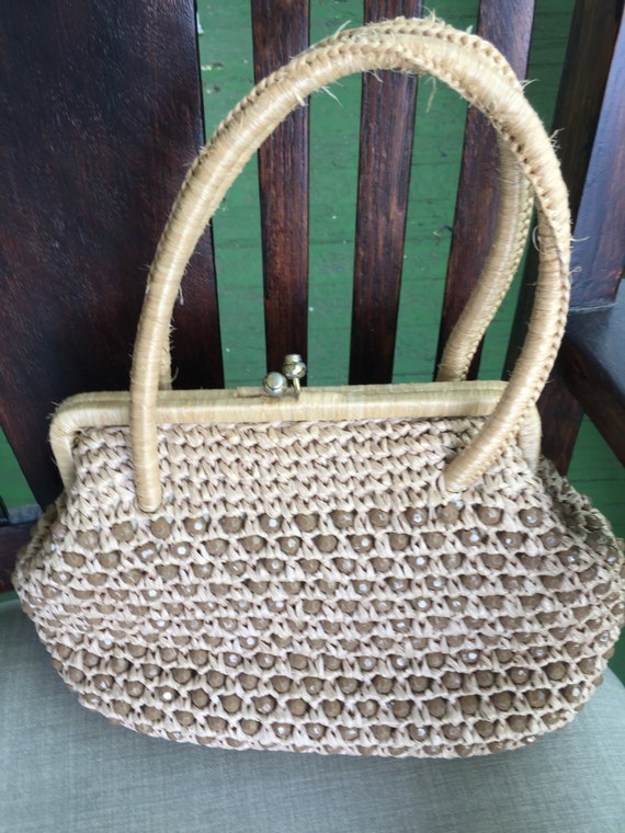 REDUCED! Marchioness beige raffia and brown/ beig… - image 3