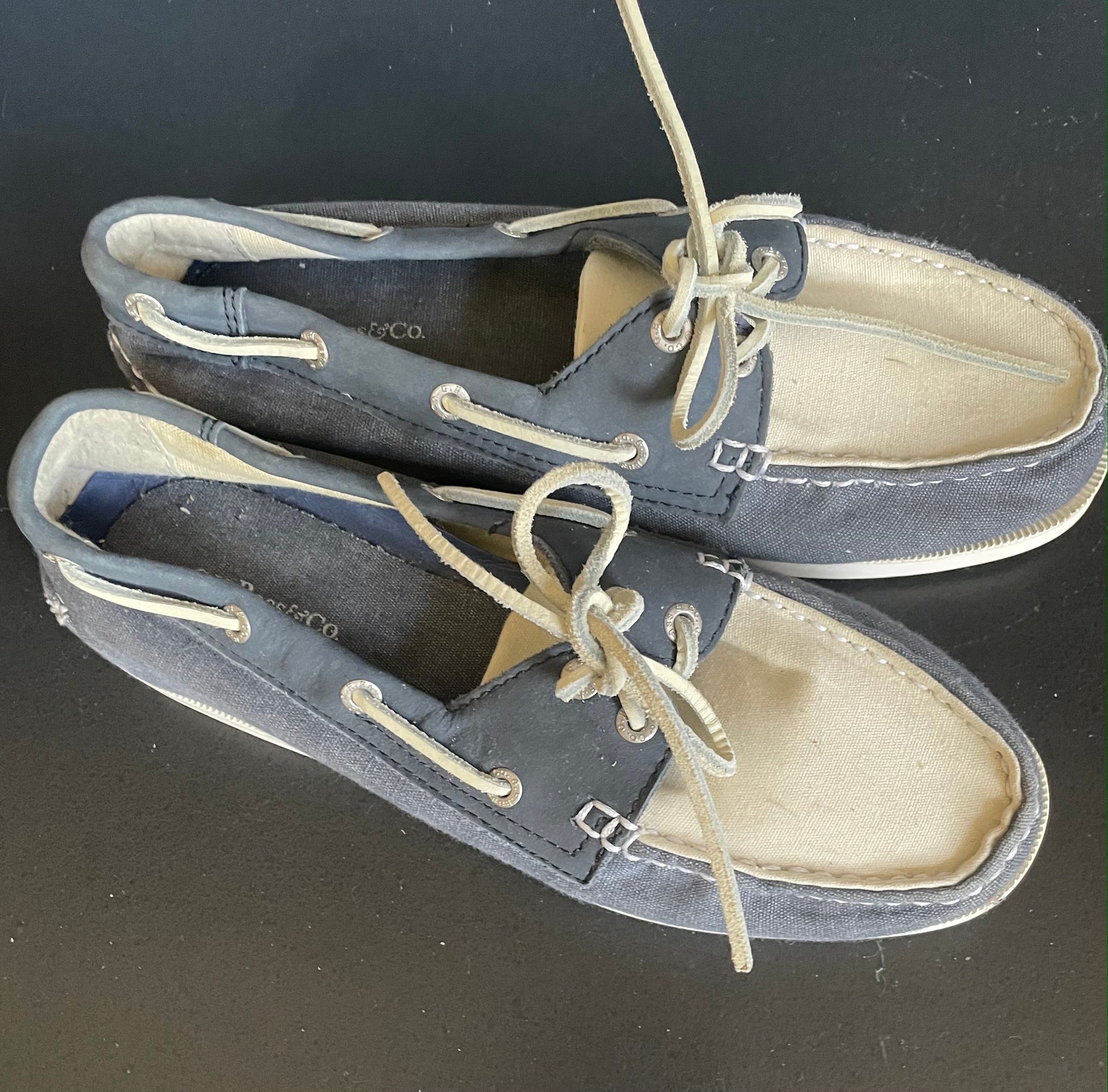 Bass Women's Navy White Canvas Boat Shoes - Etsy