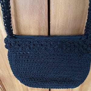 Vintage Bobbie Jerome Italy Black Crochet Beaded Shoulder Bag