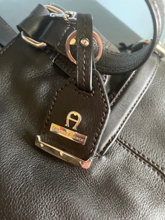 Aigner Black Leather Satchel Shoulder handbag - image 7