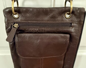 Slim Brown Leather Crossbody Minimalist Bag