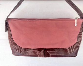 Petusco rose brown leather shoulder bag purse handbag