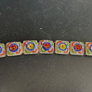 Vintage Italian Mosaic Glass Floral Bracelet