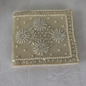 Vintage White Beaded Satin Wallet Wedding