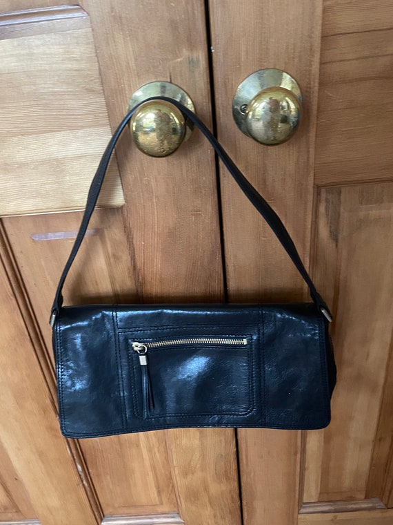 Ellen Tracey Black Leather Shoulder Bag