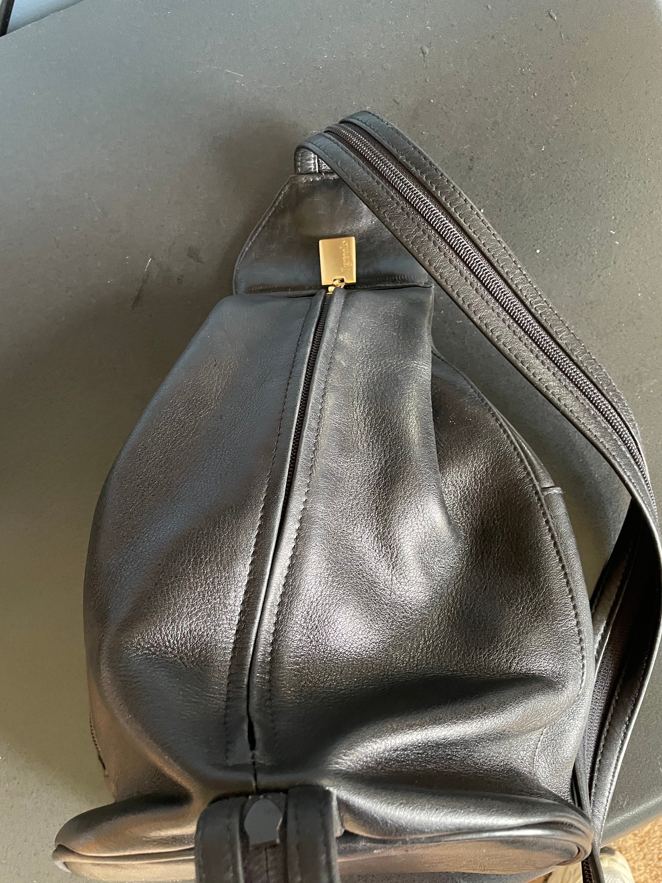 Black Leather Backpack Handbag - Etsy