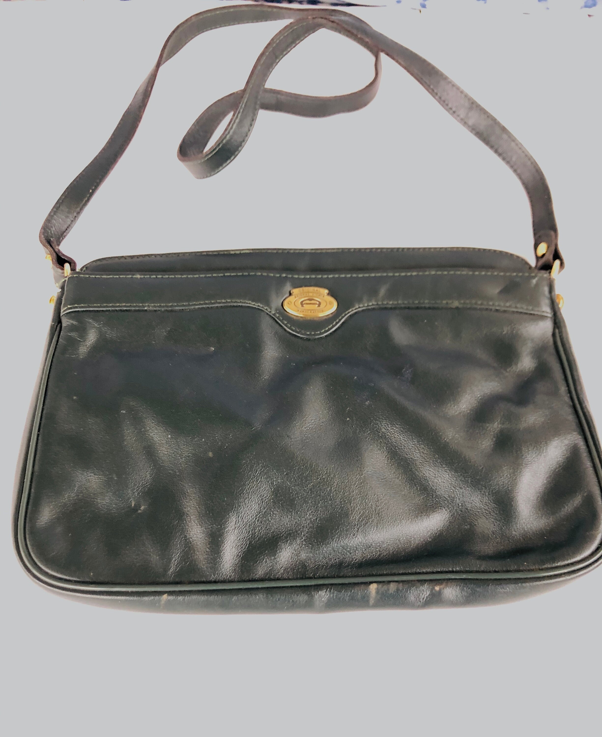 Vintage Etienne Aigner Dark Green Leather Shoulder Bag Etsy