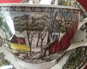 Johnson Brother's "Friendly Village"  cups and saucers Set of four