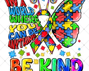 Be Kind Autism Butterfly Png, Autism Butterfly Png, Autism Png, Butterfly Png, Puzzle Png, Autism Acceptance, Be Kind Png