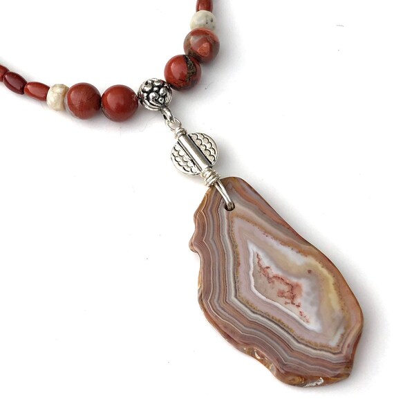 Statement Designer Agate Boho Festive Handmade Natural Rare Gem Stone Nacklace