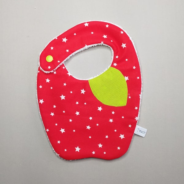 Bavoir bandana, pomme, 0/12 mois, coton rouge, éponge