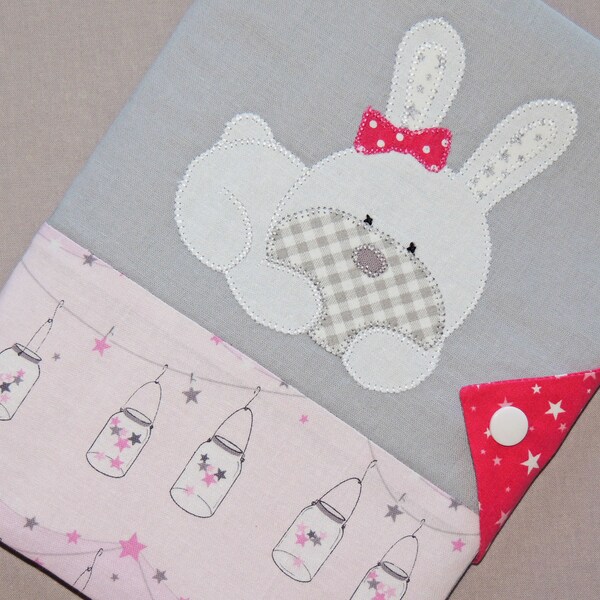 Protège carnet de santé, lapin, personnalisable, molletonné, accessoire enfant