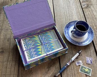 Handmarbled paper covered notecard box
