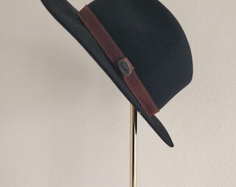BORSALINO black felt Fedora hat Country, Made in Italy