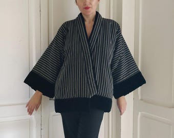 Vintage Kenzo Jungle Kimono Cardigan – Japanese Wool Blend Wrap