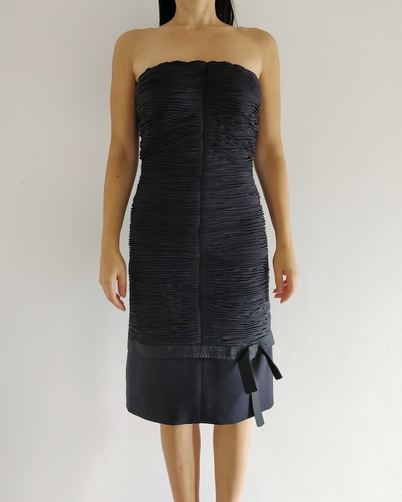 80s GIANNI VERSACE silk pleated dress with silk sa