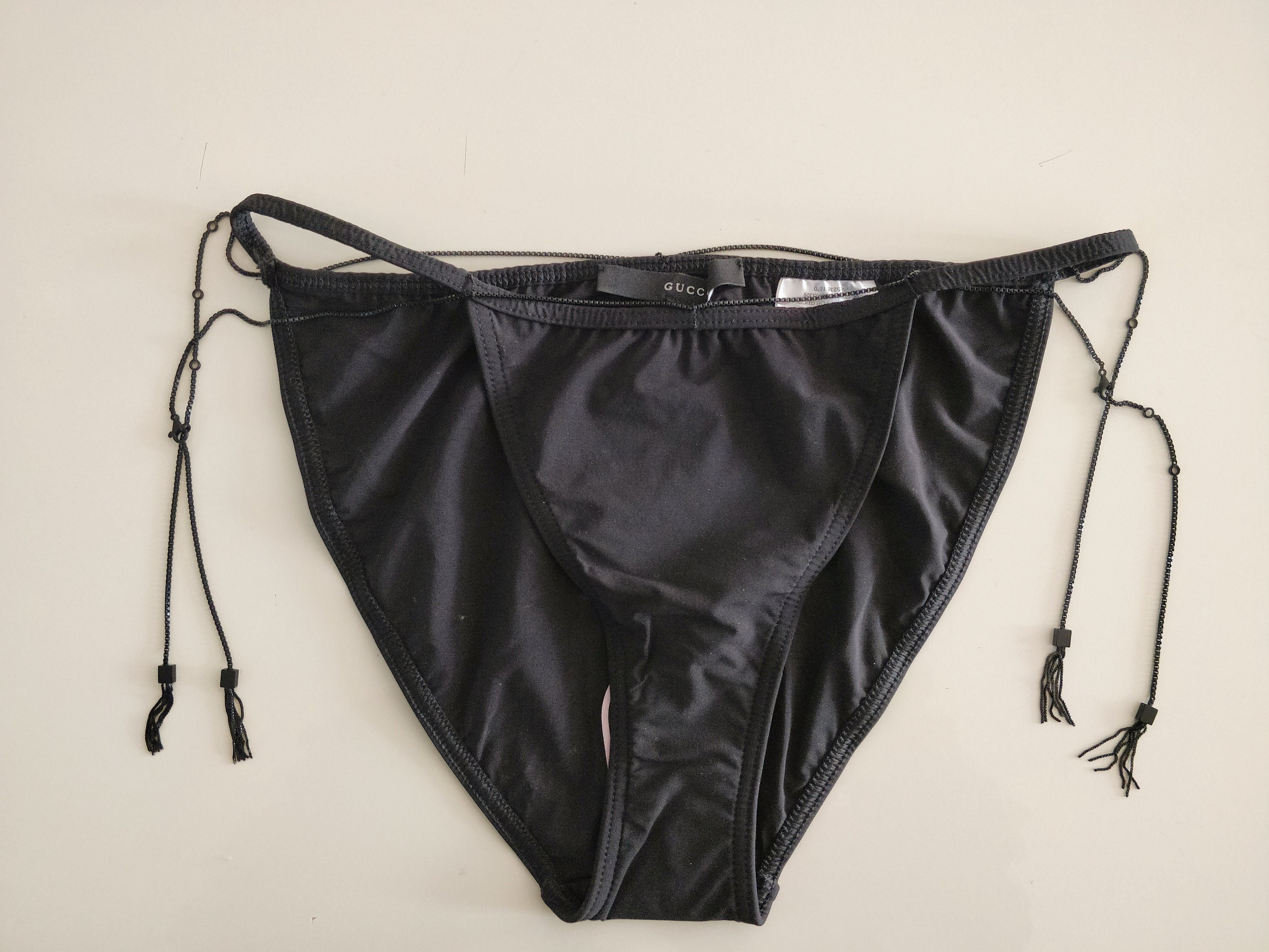 Gucci Chain Detailed Triangle Bikini in Black