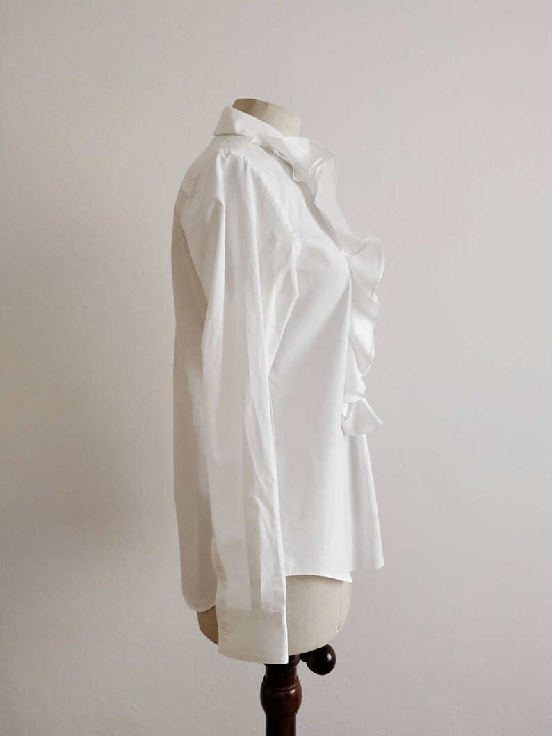 Comme des Gar\u00e7ons ruffled white cotton shirt