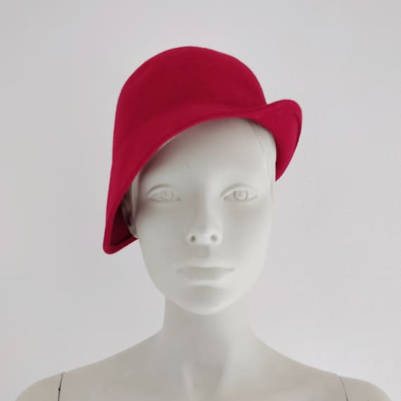 60s red wool hat