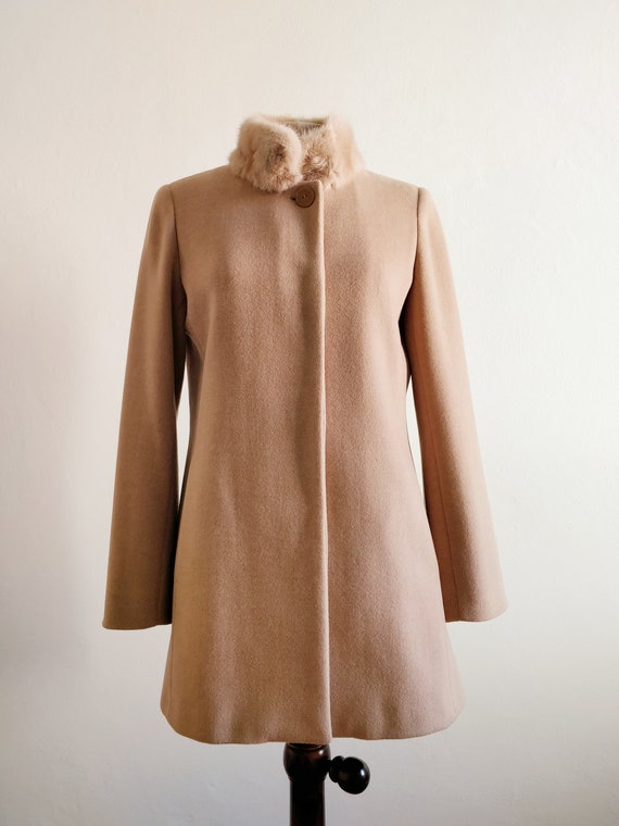 90s beige cachemire angora coat