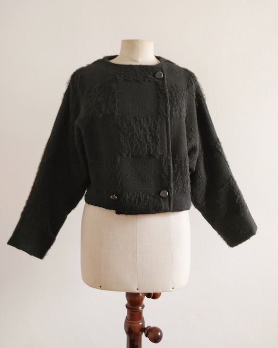 80s oversized mohair wool and alpaca check coat