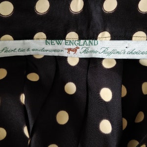 New England 1990s black satin pleated midi skirt with polka dots, Made in Italy image 4