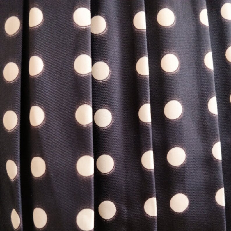 New England 1990s black satin pleated midi skirt with polka dots, Made in Italy image 3