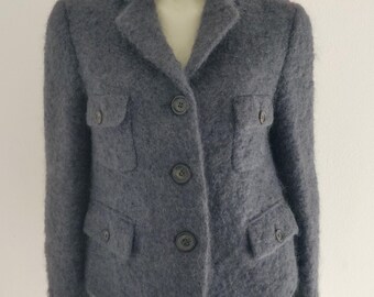 ASPESI gray mohair bouclé coat, Made in Italy