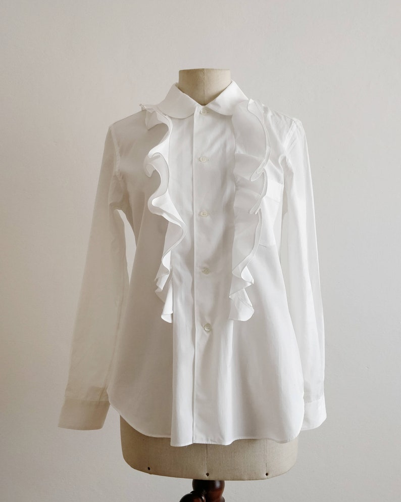 Comme des Gar\u00e7ons ruffled white cotton shirt