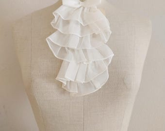 60s Jabot with organza, ruffled and bow