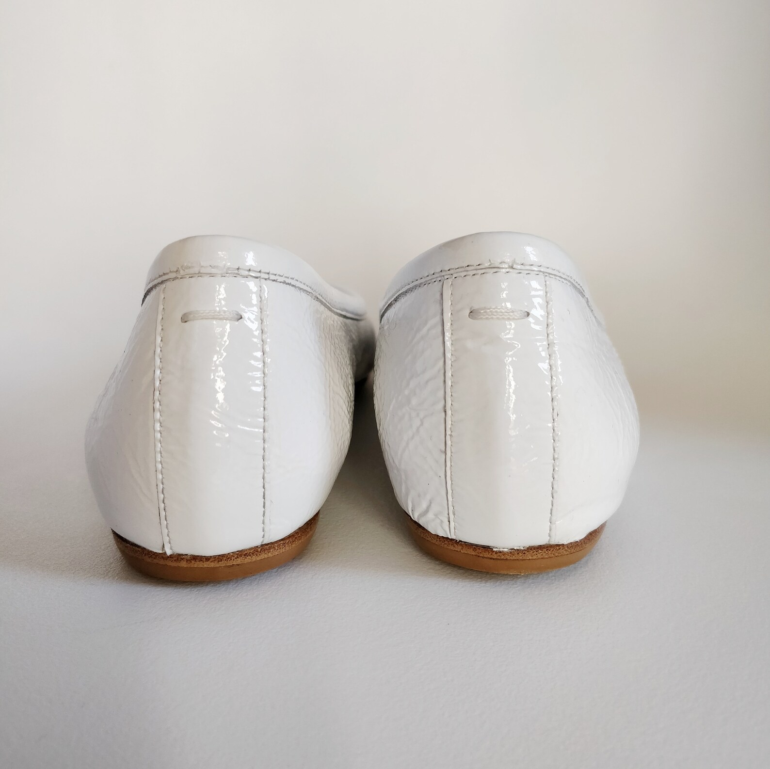 maison margiela white patent tabi ballet flat