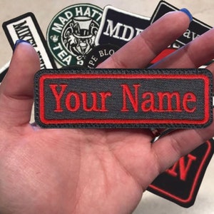 1 Line, Custom Embroidered, Biker, Name Tag, PATCH Iron on or Sew on , 4&quot; wide x 1.25&quot; inch tall
