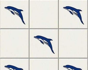 24 x Dolphin, Vinyl Tile Transfers, Sticker, Decal for Bathroom decor 10cm x 5cm