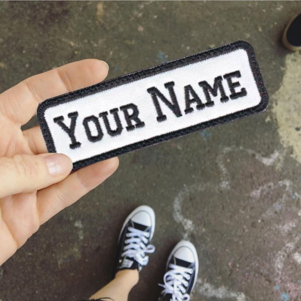 1 Line , Custom embroidered, biker, Name tag, Patch, Iron on or Sew on, 4" wide x 1.25" tall inches / 10.5cm wide x 3.5cm tall