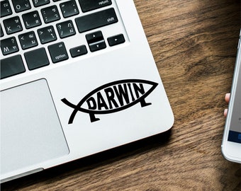 Darwin Fish, Evolution, Laptop, Macbook,  vinyl decal sticker