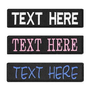 2 broderade namnlappar, enhetligt lapp (10x2,5 cm)