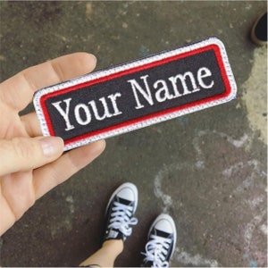 Rechteckig, 1 Linie, individuell bestickt, Biker, Aufnäher / Aufbügler, personalisiertes Namensschild Patch