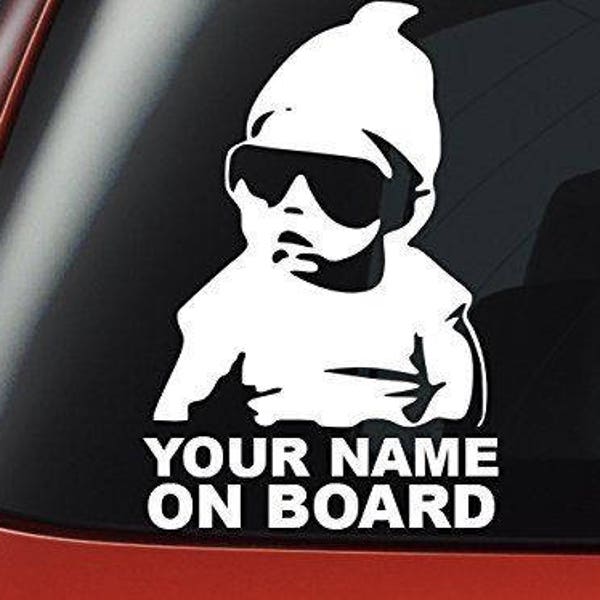 Baby aan boord sticker - gepersonaliseerd met elke naam - autosticker, raamsticker