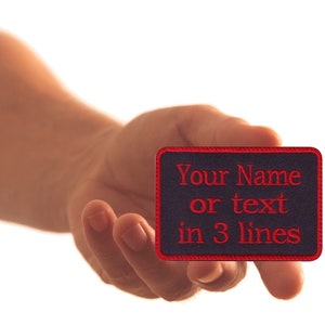 3 Line, Custom Embroidered, Biker, Name Tag, PATCH Iron on or Sew on , 4 wide x 2 inch tall, 10.5cm wide x 5.8cm image 1