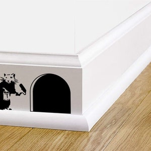 Wall art, banksy rat, skirting board, sticker, decal, home decor (14cm x 7cm, 5.5&quot; x 3&quot; inch)