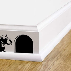 Wall art, banksy rat, skirting board, sticker, decal, home decor (14cm x 7cm, 5.5" x 3" inch)