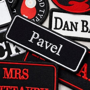 Custom Embroidered Name Patch – Rectangular 1 Line Name Tag | Sew-On or Iron-On Biker Embroidery